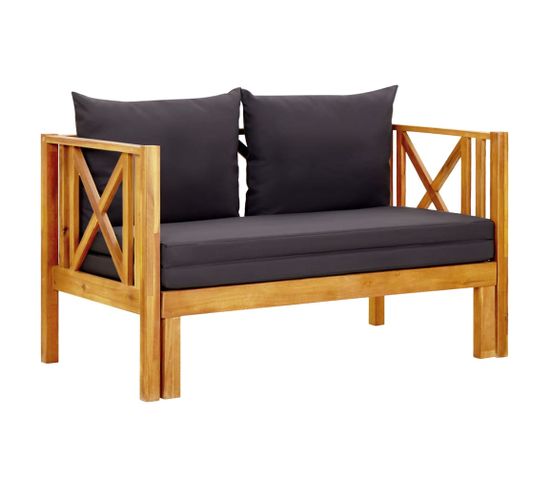 Banc De Jardin 2 Places Et Coussins 122 Cm Bois D'acacia Massif