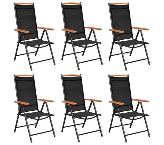 Chaises De Jardin Pliables 6 PCs Textilène Noir