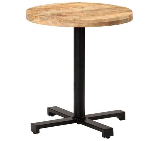 Table De Bistro Ronde Ø70x75 Cm Bois De Manguier Brut