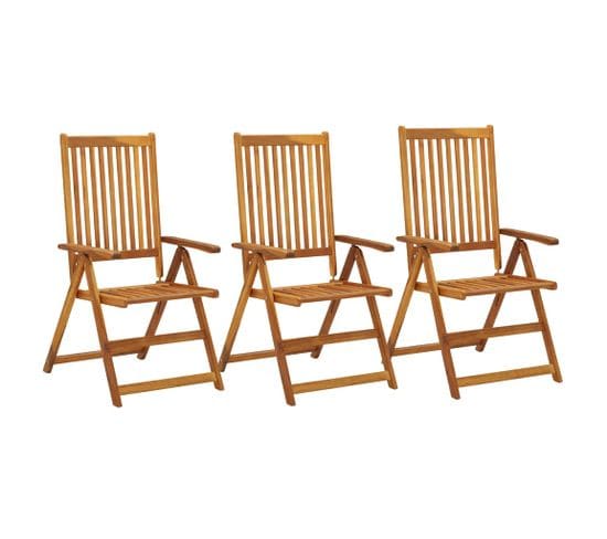 Chaises Inclinables De Jardin 3 PCs Bois Solide D'acacia