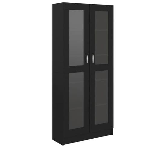 Armoire À Vitrine Noir 82,5x30,5x185,5 Cm Bois D’ingénierie