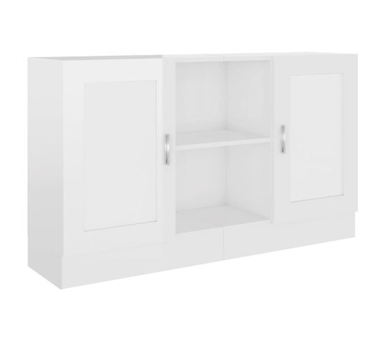 Vidaxl Buffet Blanc Brillant 120x30,5x70 Cm Aggloméré Armoire Latérale Meuble De Rangement Chambre