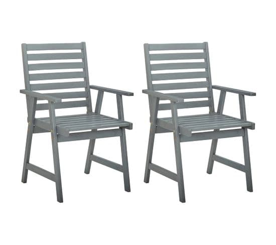 Chaises De Salle À Manger D'extérieur 2 PCs Gris Bois D'acacia