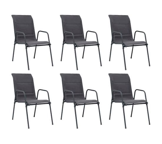 Chaises Empilables De Jardin 6pcs Acier Et Textilène Anthracite