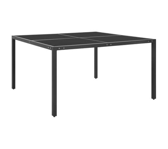 Table De Jardin Anthracite 130x130x72 Cm Acier Et Verre