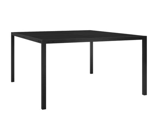 Table De Jardin 130x130x72 Cm Noir Acier Et Verre