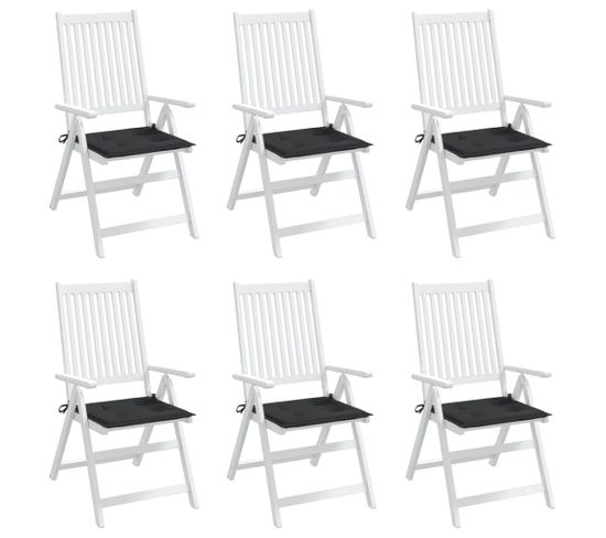 Coussins De Chaise Jardin Lot De 6 Noir 40x40x3 Cm Tissu Oxford