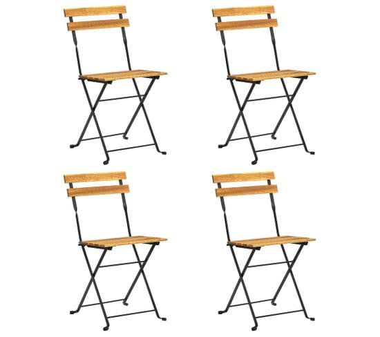 Chaises De Bistro Pliables 4 PCs Bois D'acacia Massif