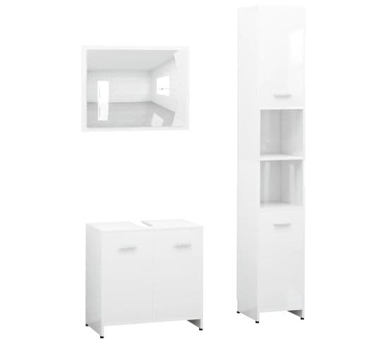 Ensemble De Meubles De Salle De Bain 3 PCs Blanc Aggloméré