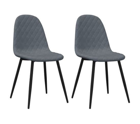 Chaises à Manger Lot De 2 Gris Foncé Velours