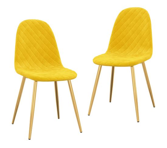 Chaises À Manger Lot De 2 Jaune Moutarde Velours