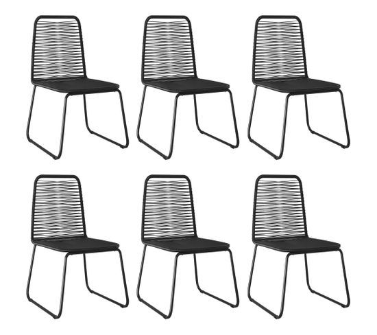 Chaises D'extérieur 6 PCs Résine Tressée Noir