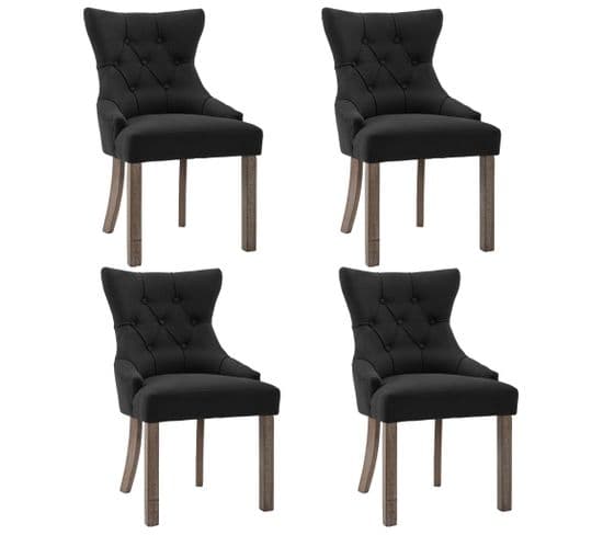 Chaises De Salle À Manger 4 PCs Noir Tissu