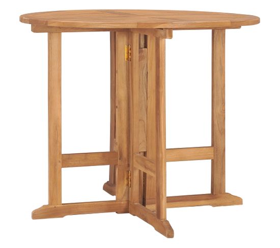 Table à Dîner Pliable De Jardin Ø90x75 Cm Bois De Teck Solide