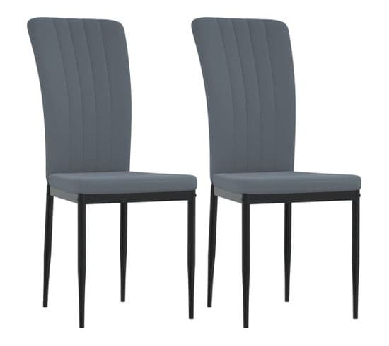 Chaises À Manger Lot De 2 Gris Foncé Velours