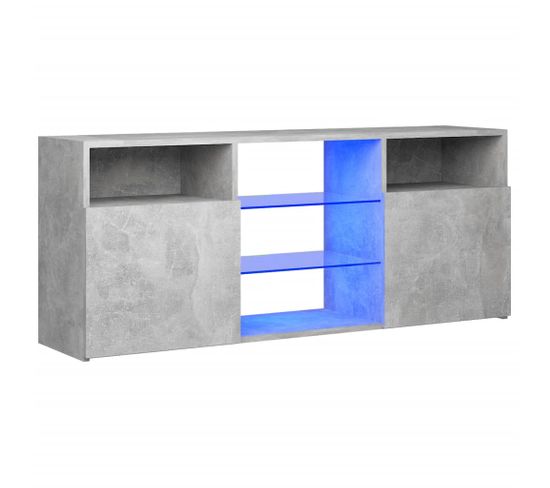 Meuble TV Avec Lumières LED Gris Béton 120x30x50 Cm