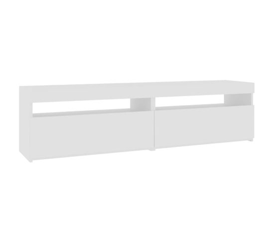 Meubles TV 2 PCs Avec Lumières LED Blanc Brillant 75x35x40 Cm