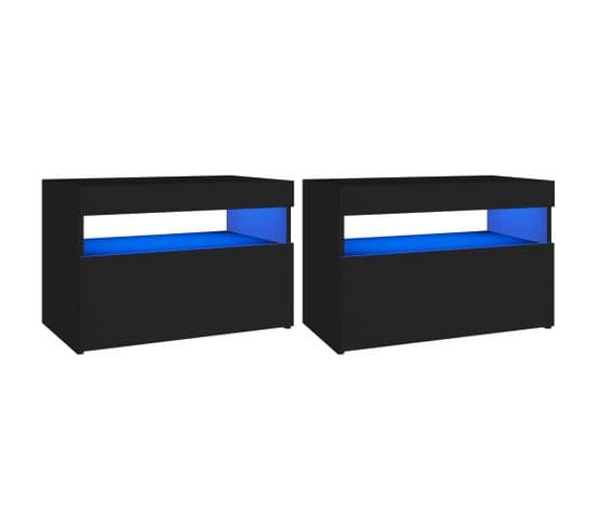 Meubles TV Avec Lumières LED 2 PCs Noir 60x35x40 Cm