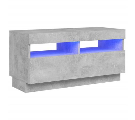 Meuble TV Avec Lumières LED Gris Béton 80x35x40 Cm