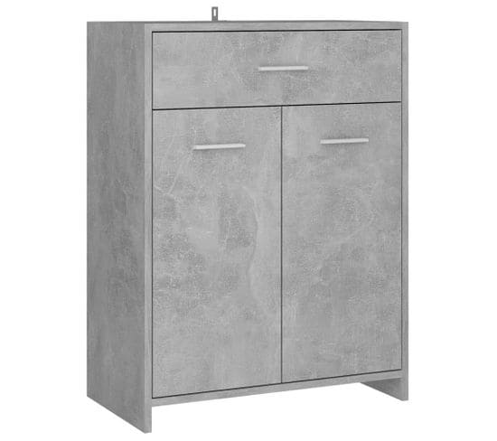 Armoire De Salle De Bain Gris Béton 60x33x80 Cm Aggloméré