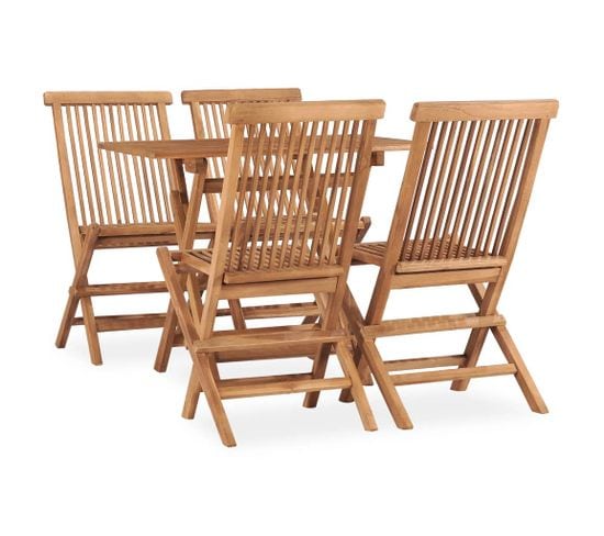 Mobilier À Dîner D'extérieur Pliable 5 PCs Bois Solide De Teck