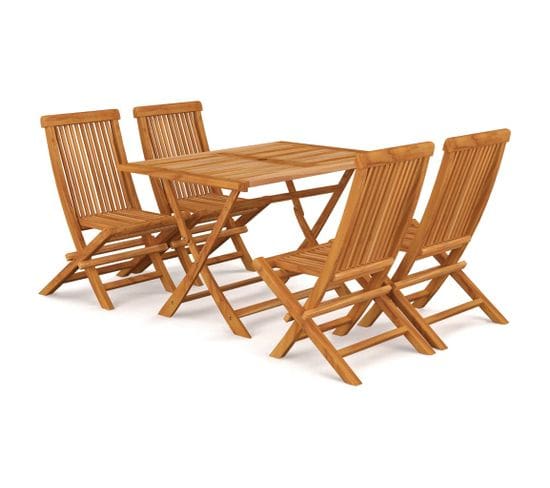 Salon De Jardin 5 PCs Bois De Teck Massif