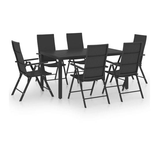 Ensemble table et chaises De Jardin 7 PCs Noir