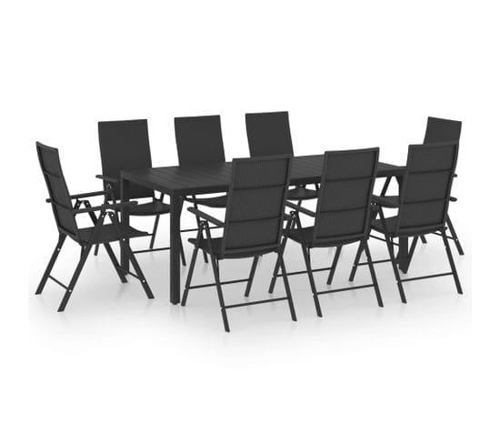 Ensemble De Salle À Manger De Jardin 9 PCs Noir