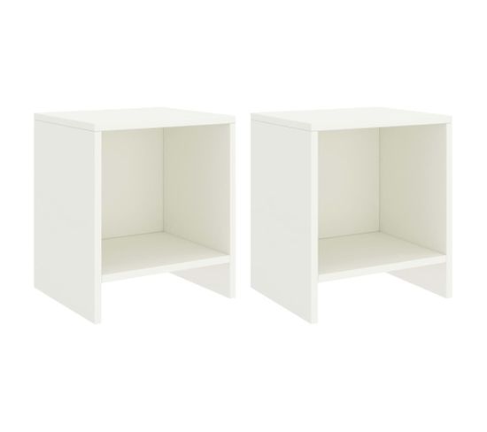 Tables De Chevet 2 PCs Blanc 35x30x40 Cm Bois De Pin Massif