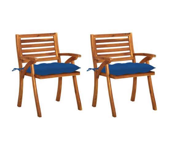 Chaises À Dîner De Jardin Avec Coussins 2 PCs Acacia Massif