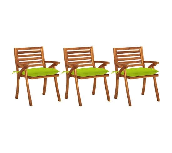 Chaises À Dîner De Jardin Avec Coussins 3 PCs Acacia Massif