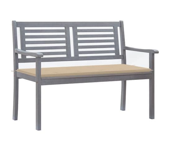 Banc De Jardin 2 Places Avec Coussin 120 Cm Gris Eucalyptus