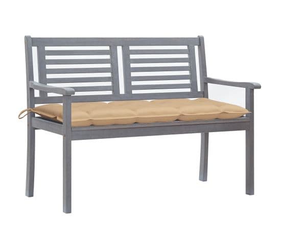 Banc De Jardin 2 Places Avec Coussin 120 Cm Gris Eucalyptus