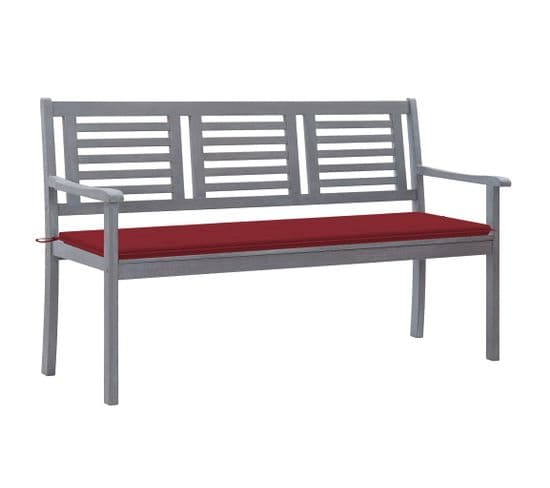 Banc De Jardin 3 Places Avec Coussin 150 Cm Gris Eucalyptus