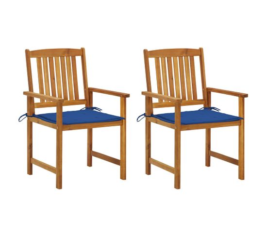 Chaises De Jardin Avec Coussins 2 PCs Bois D'acacia Massif