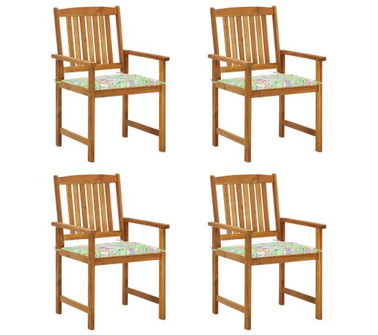 Chaises De Jardin Avec Coussins 4 PCs Bois D'acacia Massif