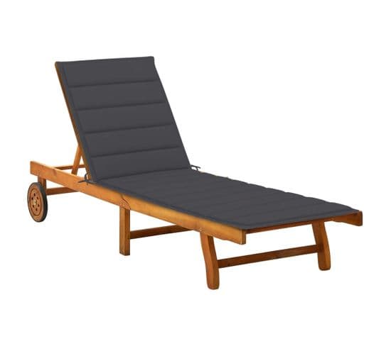 Chaise Longue De Jardin Avec Coussin Bois D'acacia Solide