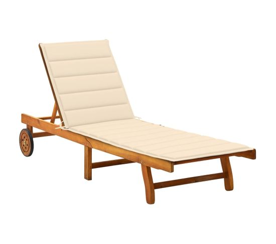 Chaise Longue De Jardin Avec Coussin Bois D'acacia Solide