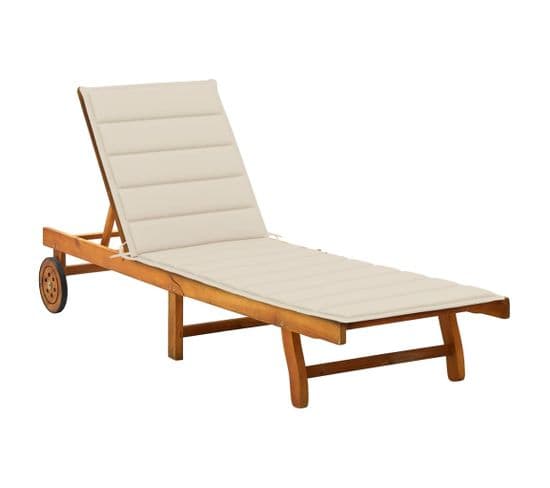 Chaise Longue De Jardin Avec Coussin Bois D'acacia Solide