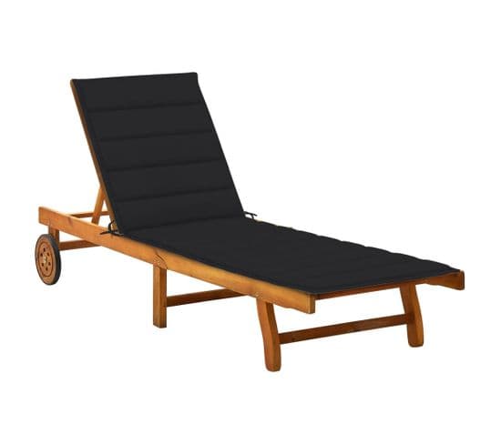 Chaise Longue De Jardin Avec Coussin Bois D'acacia Solide