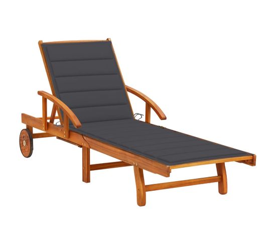 Chaise Longue De Jardin Avec Coussin Bois D'acacia Solide