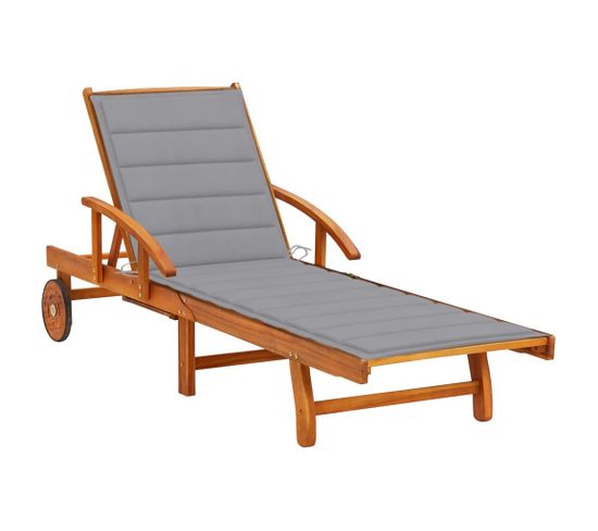 Chaise Longue De Jardin Avec Coussin Bois D'acacia Solide