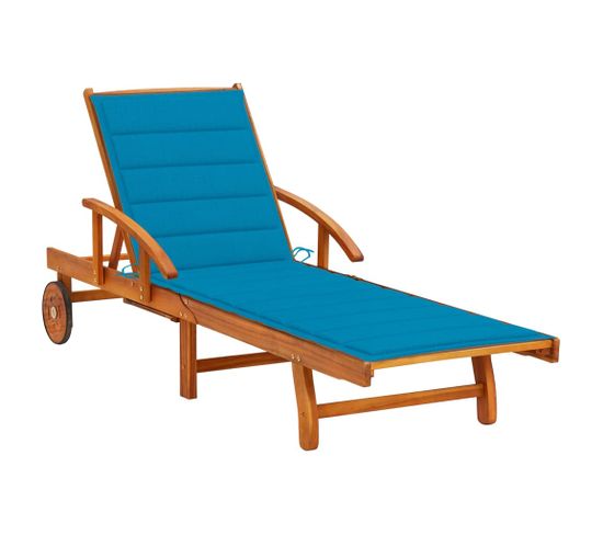 Chaise Longue De Jardin Avec Coussin Bois D'acacia Solide