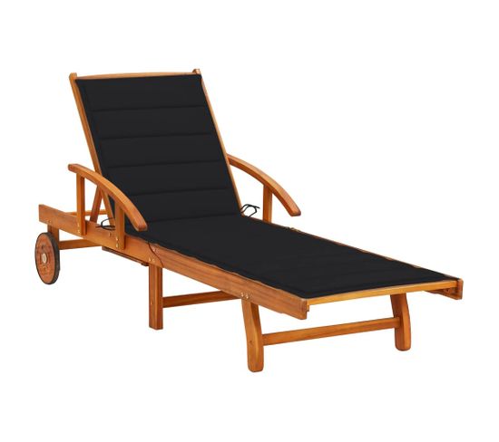 Chaise Longue De Jardin Avec Coussin Bois D'acacia Solide