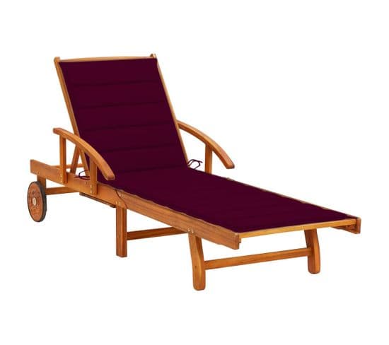 Chaise Longue De Jardin Avec Coussin Bois D'acacia Solide