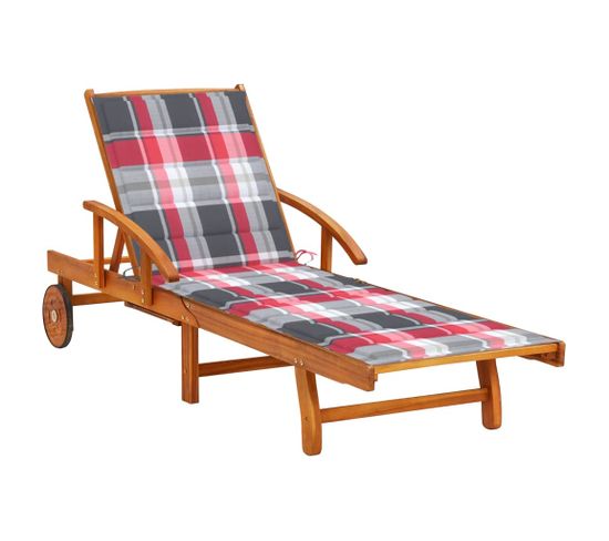 Chaise Longue De Jardin Avec Coussin Bois D'acacia Solide