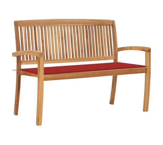 Banc De Jardin Empilable Et Coussin 128,5cm Bois De Teck Massif