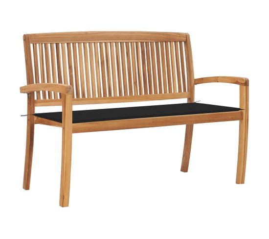 Banc De Jardin Empilable Et Coussin 128,5cm Bois De Teck Massif