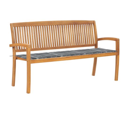 Banc De Jardin Empilable Et Coussin 159 Cm Bois De Teck Massif