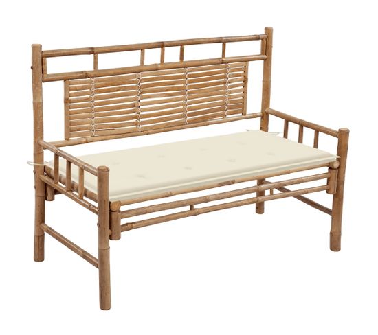 Banc De Jardin Avec Coussin 120 Cm Bambou